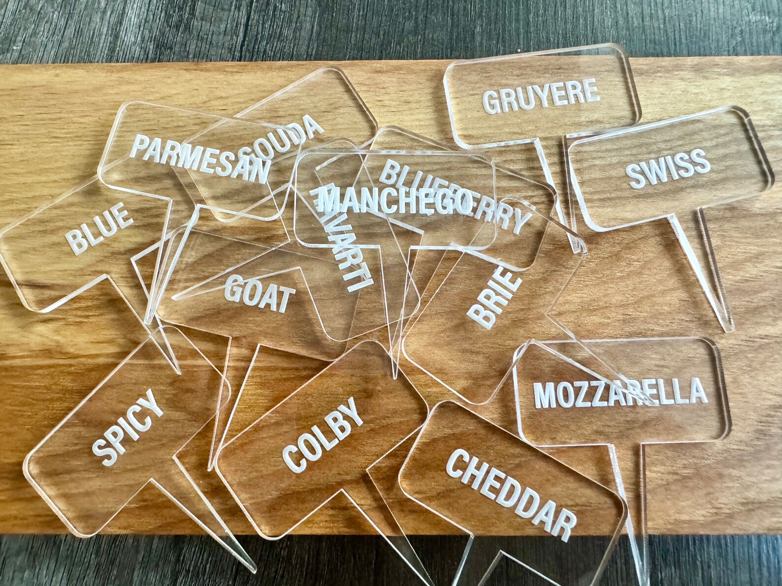 15 Acrylic Cheese Marker Tags