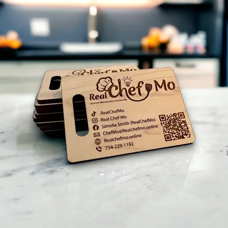 12 Engraved Wooden Business Cards