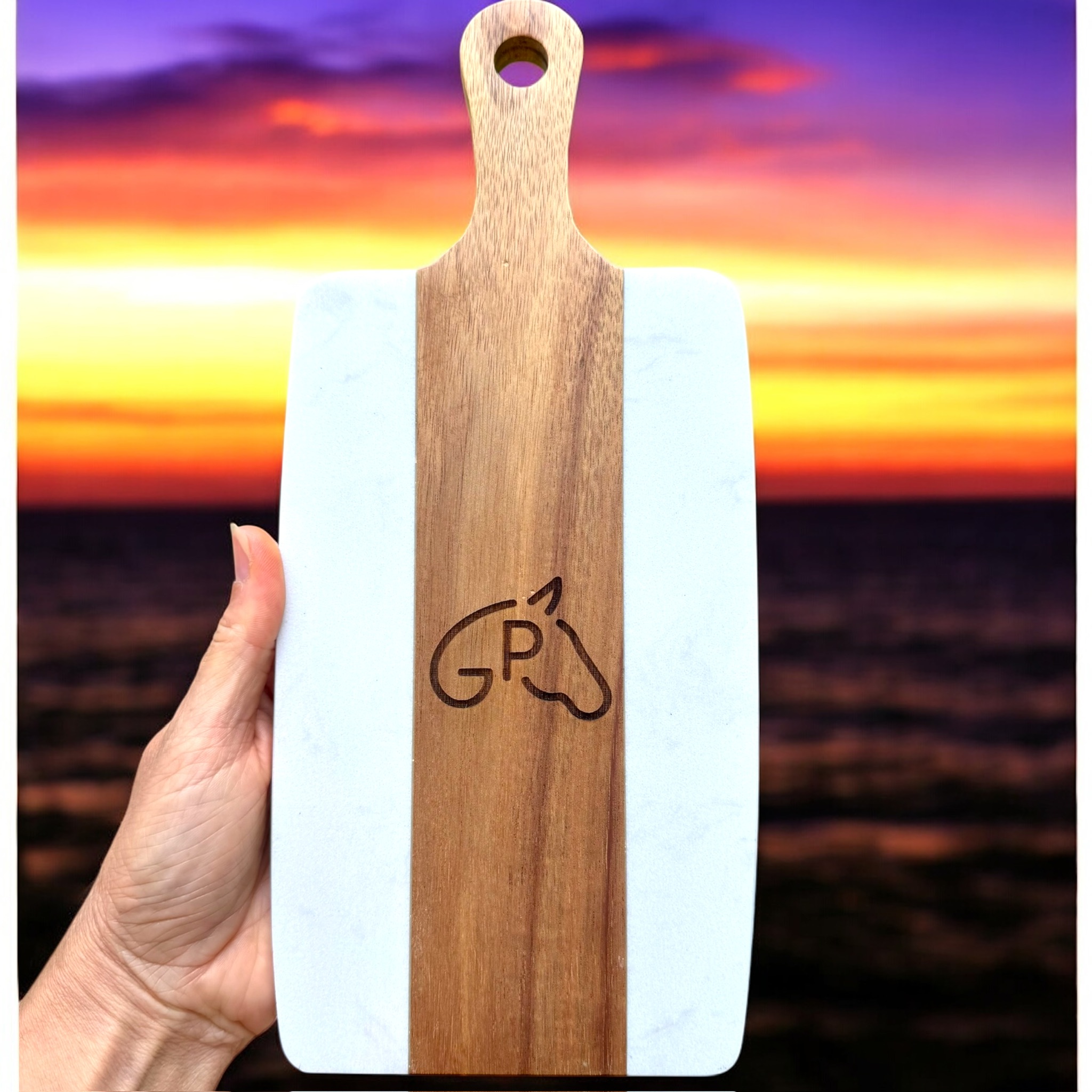 Engraved Walnut and Marble Charcuterie Board - Image 3