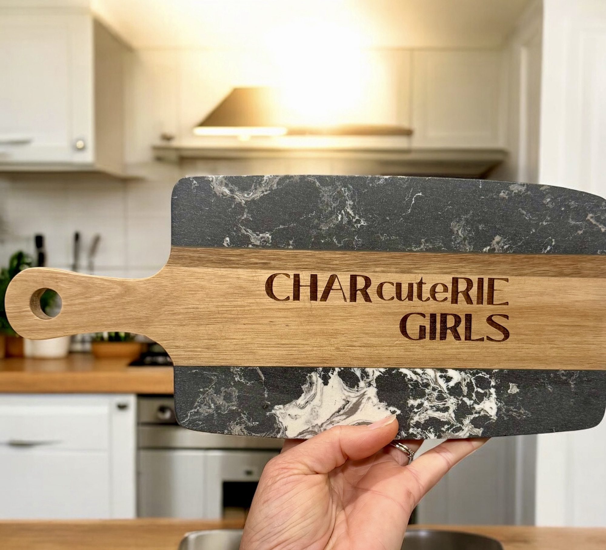 Engraved Walnut and Marble Charcuterie Board - Image 2