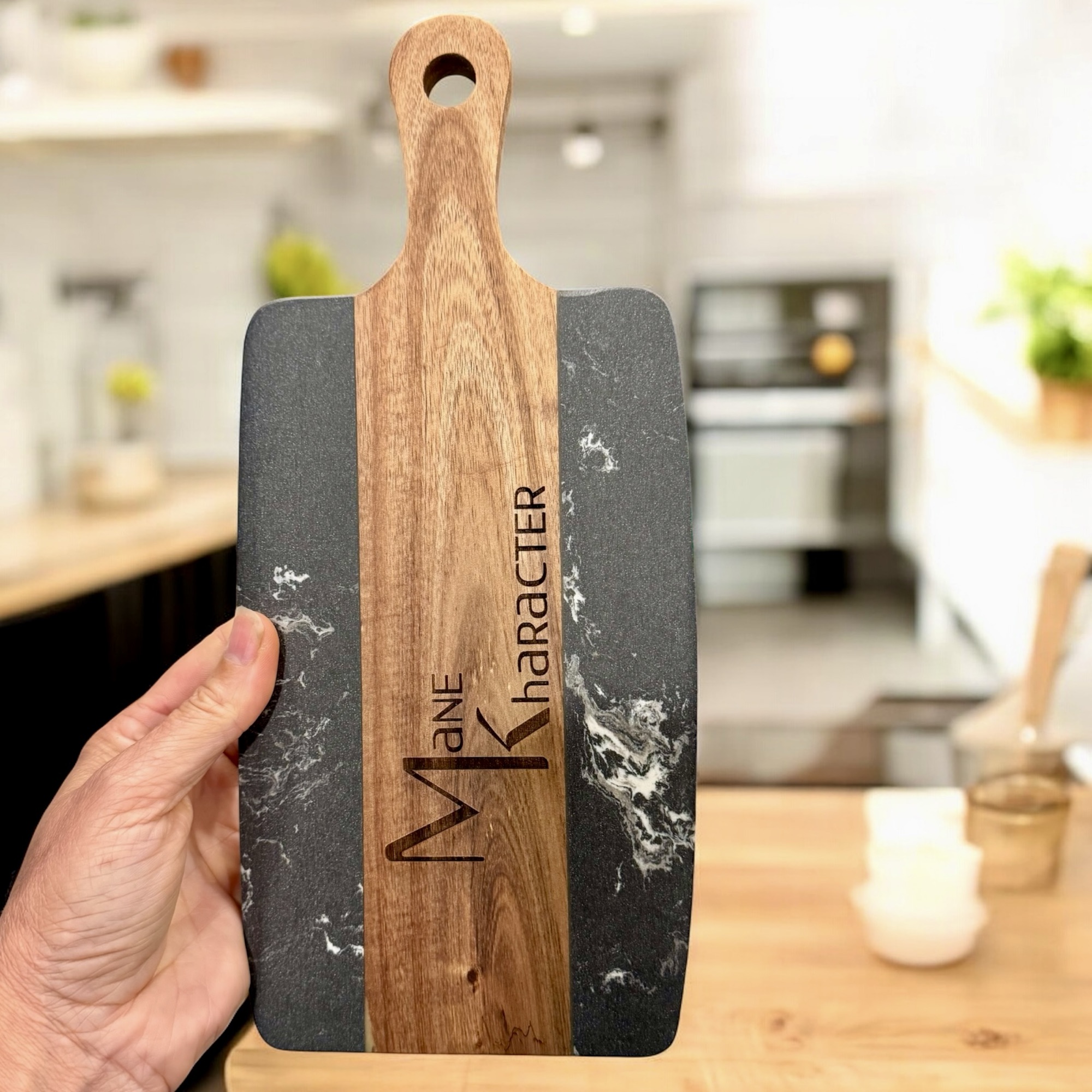 Engraved Walnut and Marble Charcuterie Board - Image 5