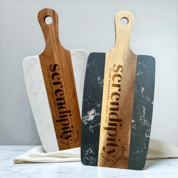 Engraved Walnut and Marble Charcuterie Board