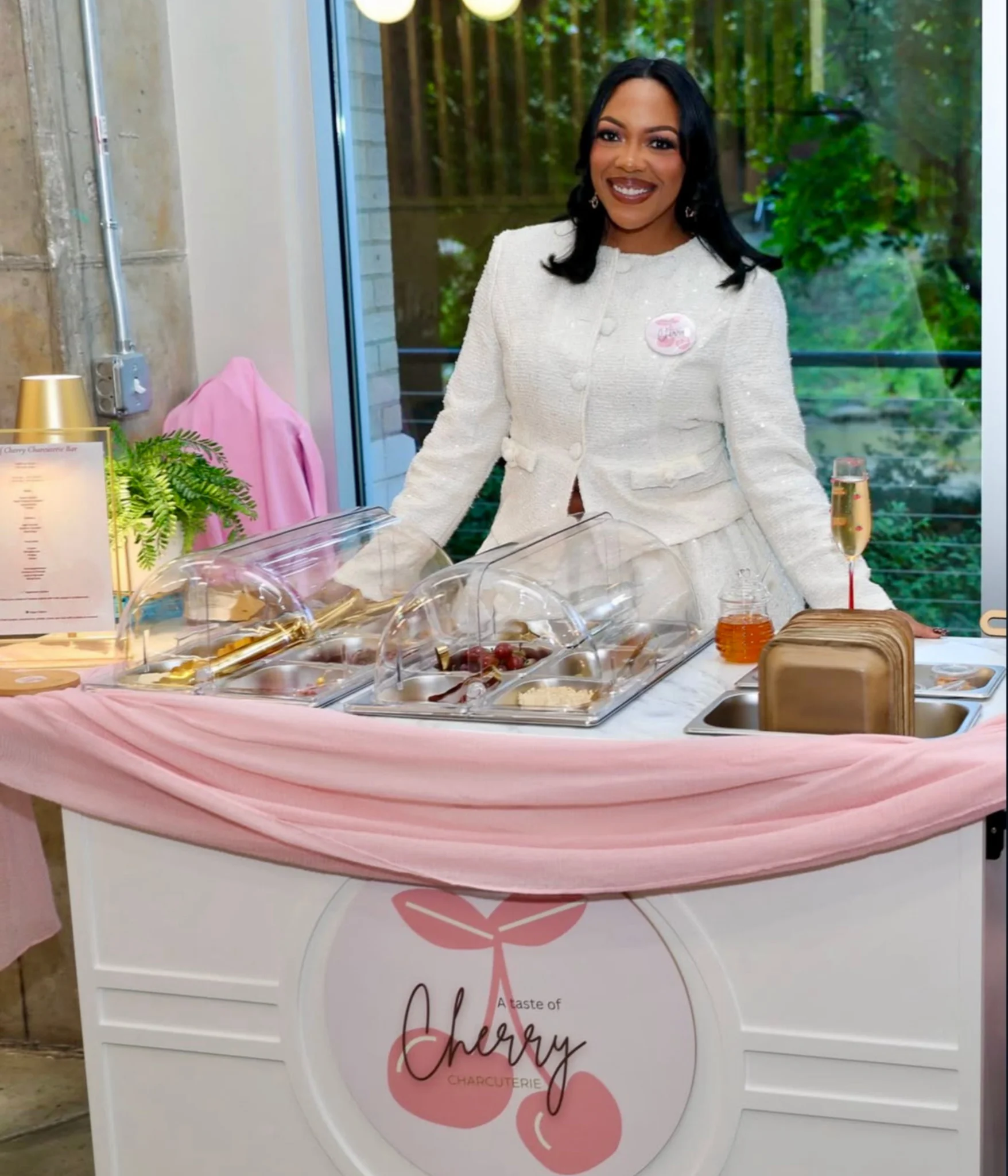 Luxury charcuterie cart display with elegant setup for an upscale indoor event